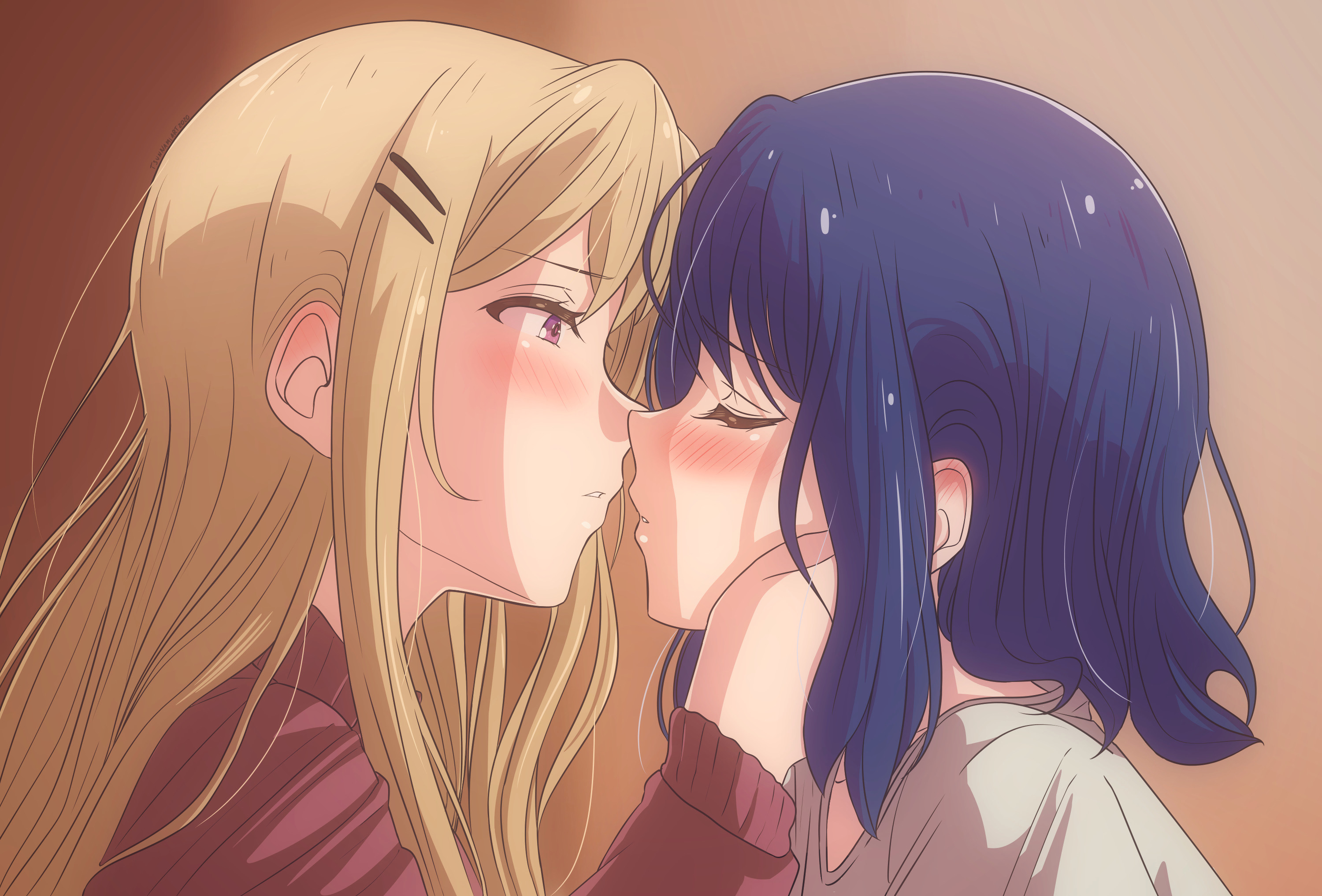 Адати и Симамура аниме поцелуй